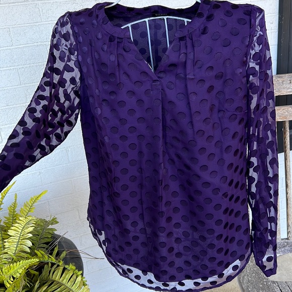 Talbots festive purple blouse Sz m - Picture 1 of 6